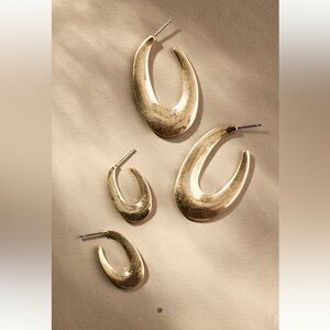 NWT ANTHROPOLOGIE Oblong Hoop Earrings, Set of 2